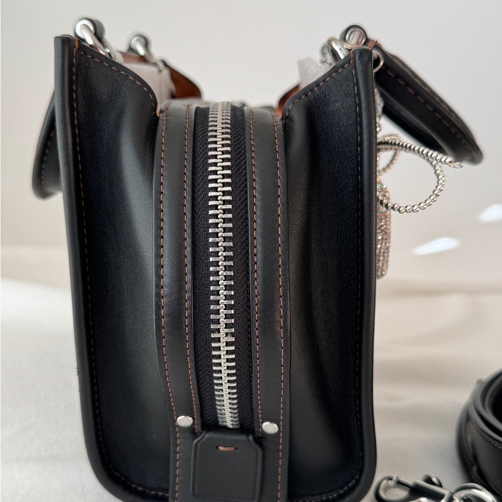 Coach Black Leather Handbag with Heart Charm - Picture 14 of 15